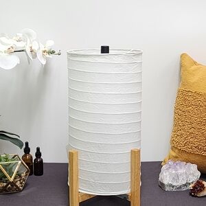 Room Essentials White Lantern with Wooden Stand